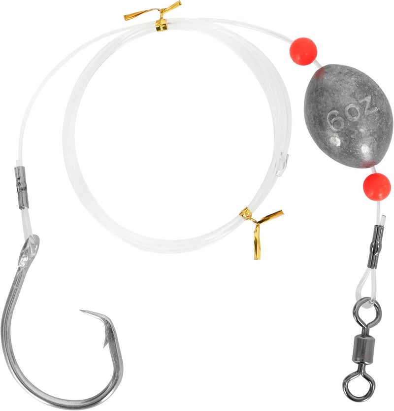 BLUEWING Fishing Grouper Rig Bottom Saltwater with 2/4/6/8oz Egg Sinker Weight, Mono Line and Stainless Steel Circle Hook for Offshore Big Game - Image 1